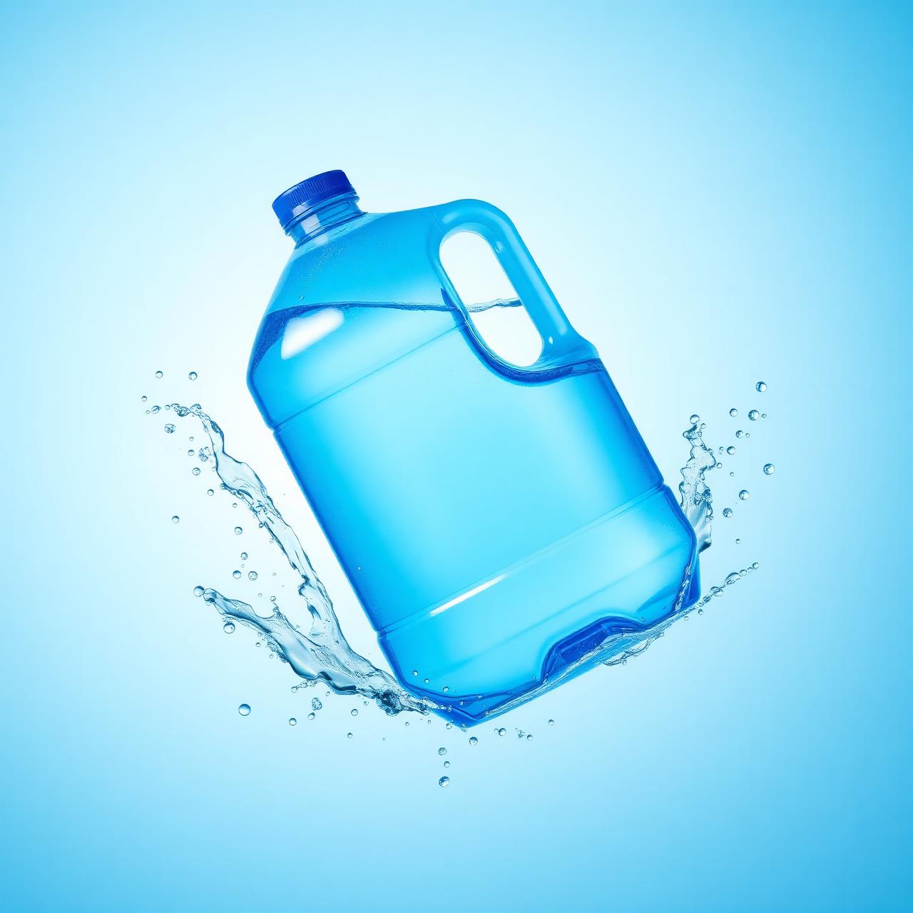 Galão de água azul cristalino com respingos